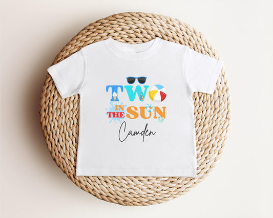 Personalized Two In The Sun Birthday Shirt: Pool Party Summer Outfit