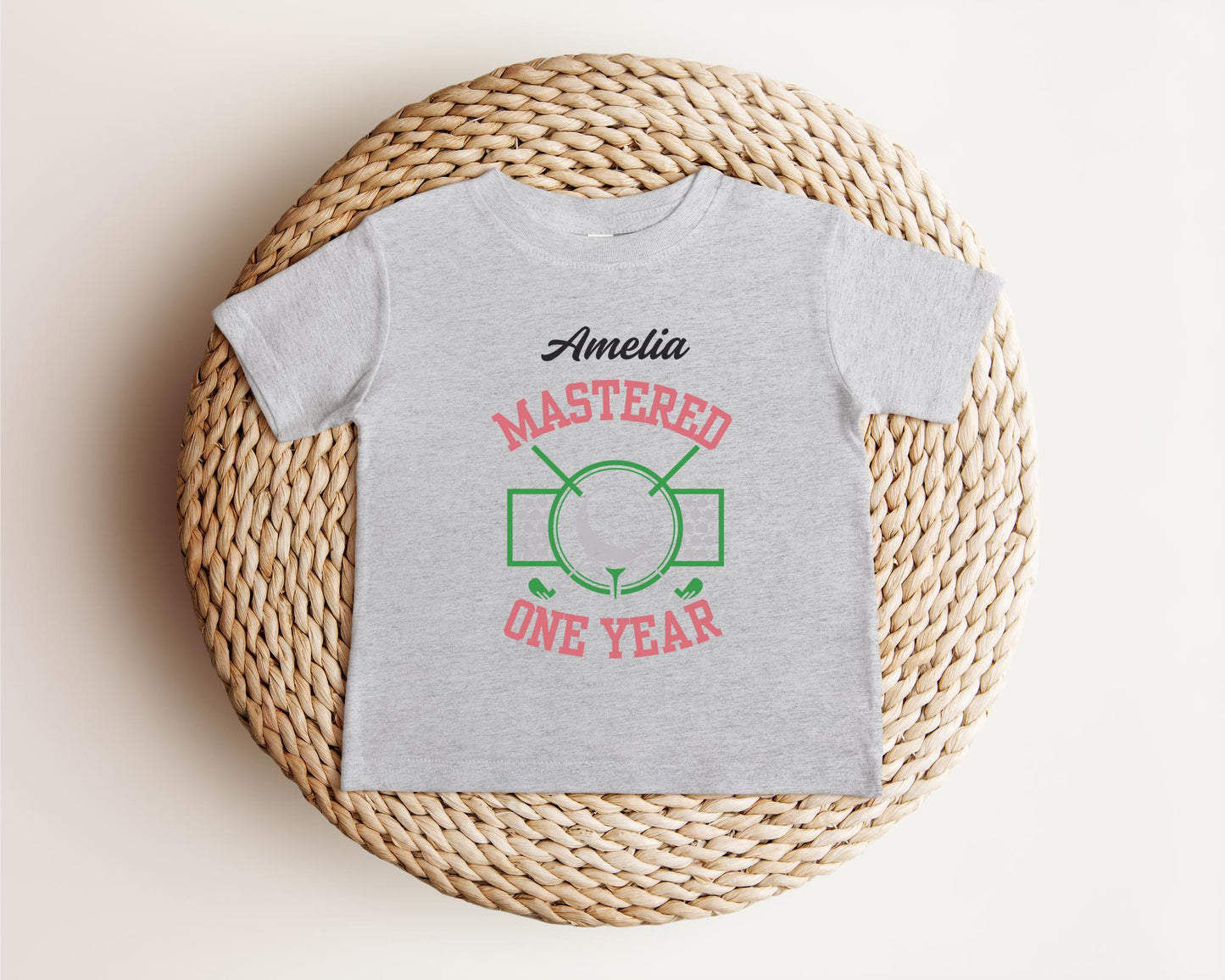 Personalized Golf Mastered One Year Birthday Shirt | Pink Golf Themed 1st Birthday Girl Tee | Hole in One First Birthday Party