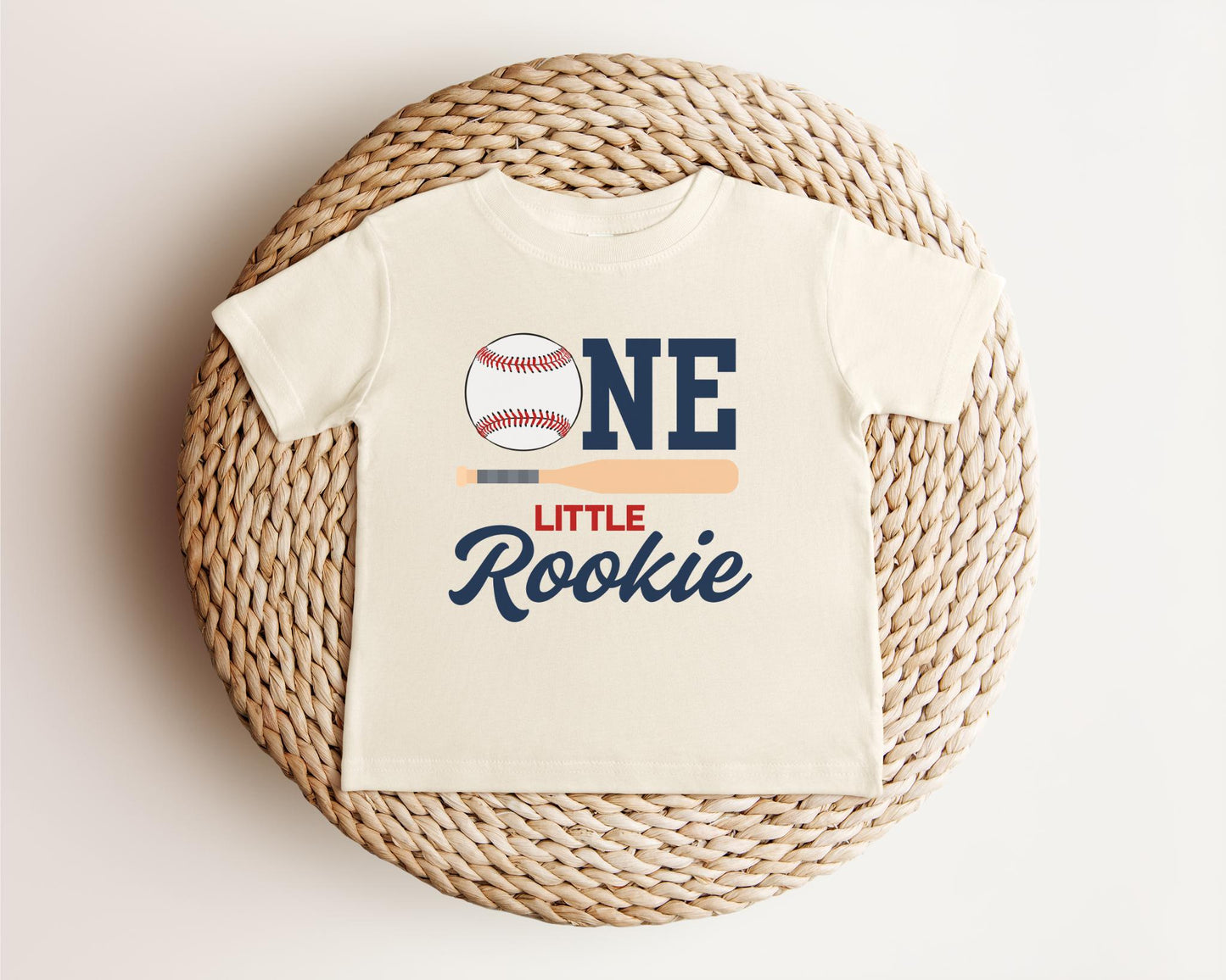 Personalized One Little Rookie First Birthday Front Back Print Shirt | 1st Birthday Baseball Themed Party Outfit | Rookie Of The Year