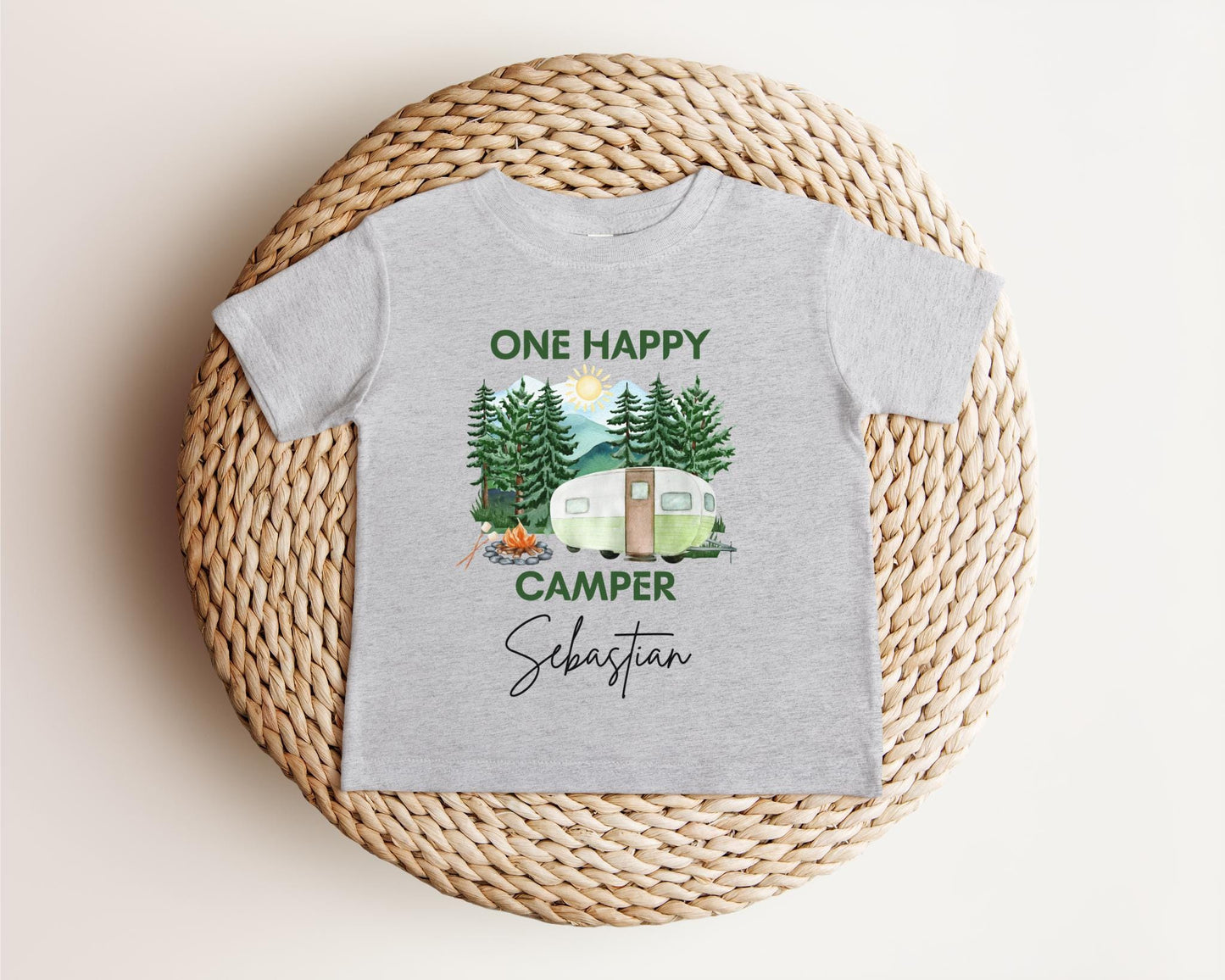 Personalized One Happy Camper First Birthday Shirt: Camping Themed 1st Birthday Party Outfit
