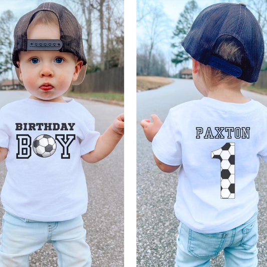 Personalized First Birthday Boy Soccer Shirt | Soccer 1st Birthday Party Outfit | Any Age Birthday Tee | Sports Themed Gift