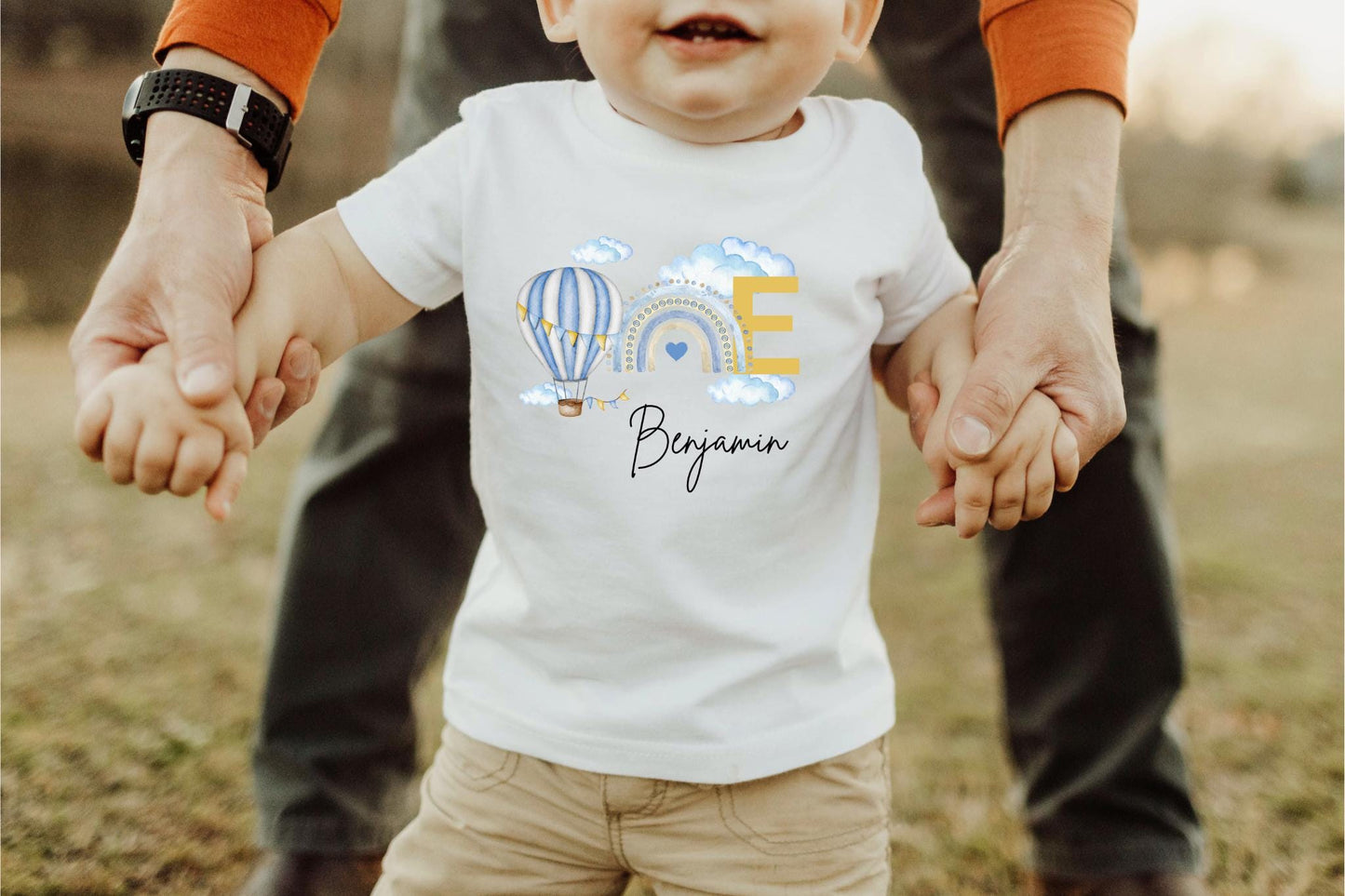 Personalized Hot Air Balloon Rainbow First Birthday Shirt: 1st Birthday Party Outfit