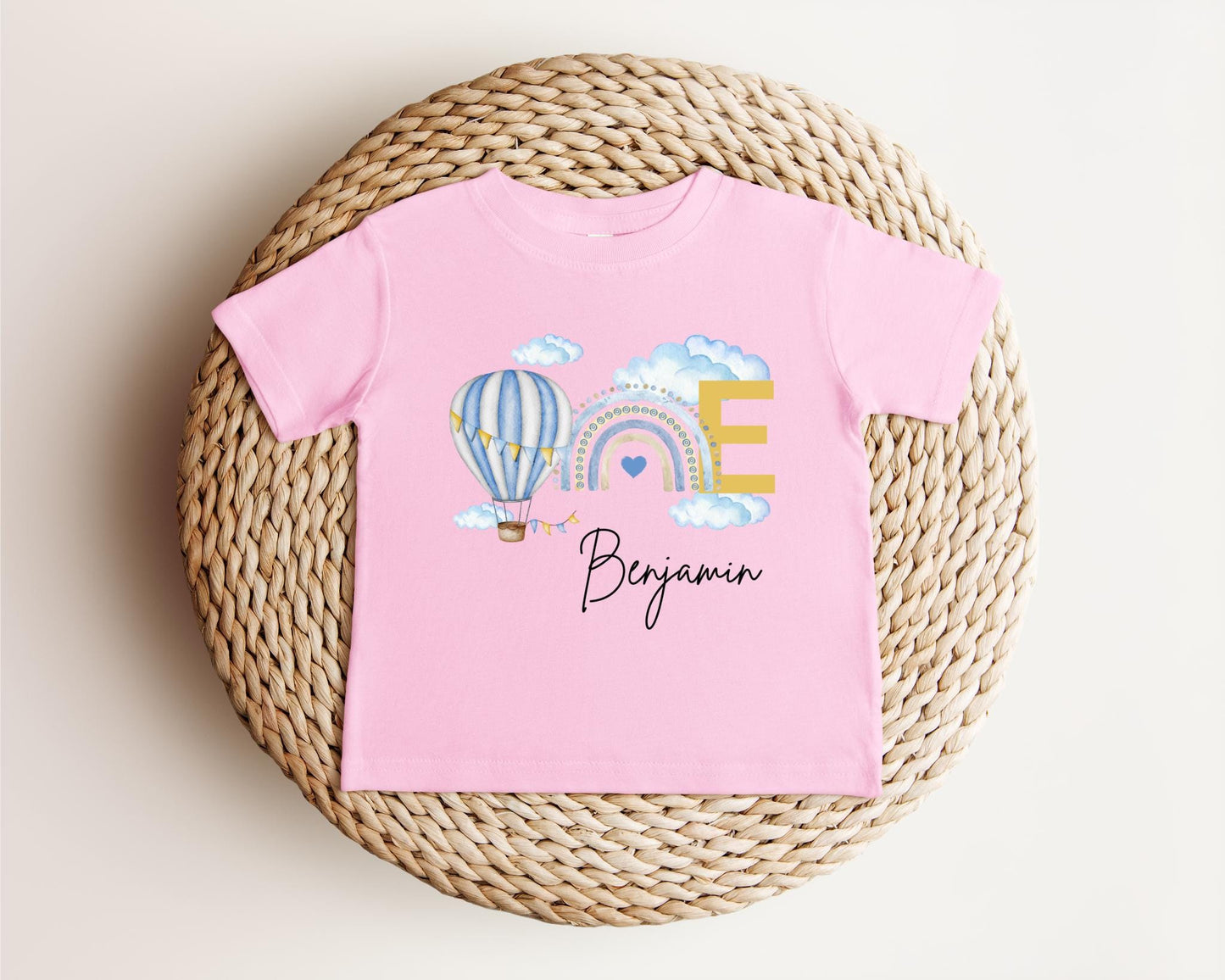 Personalized Hot Air Balloon Rainbow First Birthday Shirt: 1st Birthday Party Outfit