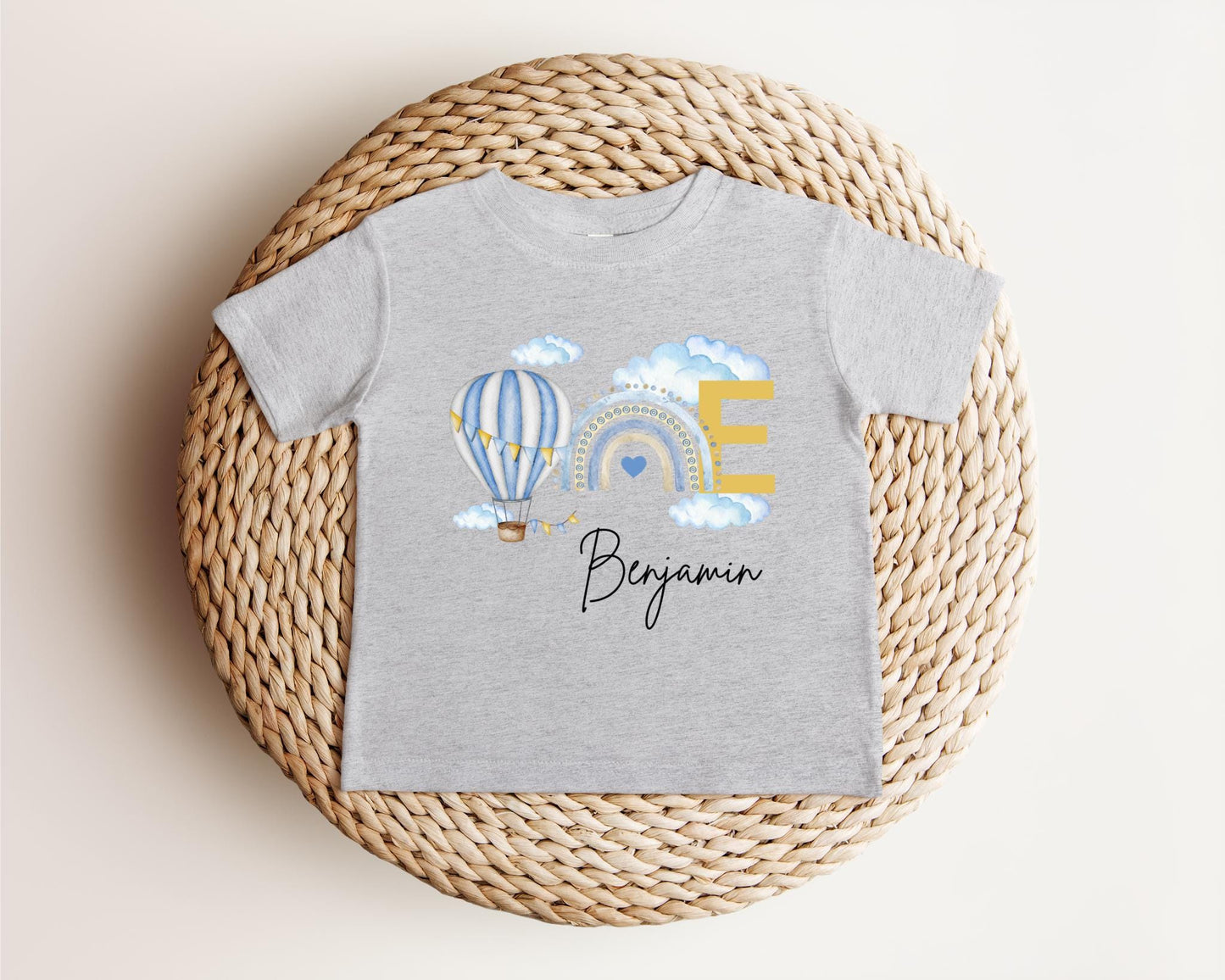 Personalized Hot Air Balloon Rainbow First Birthday Shirt: 1st Birthday Party Outfit
