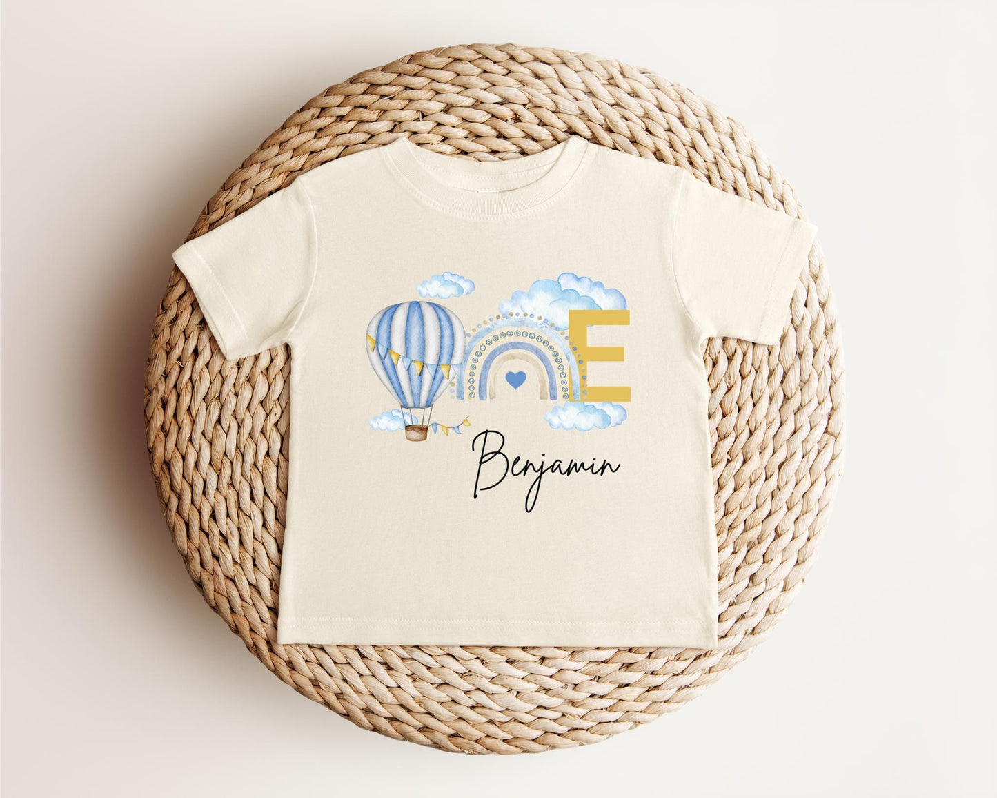 Personalized Hot Air Balloon Rainbow First Birthday Shirt: 1st Birthday Party Outfit