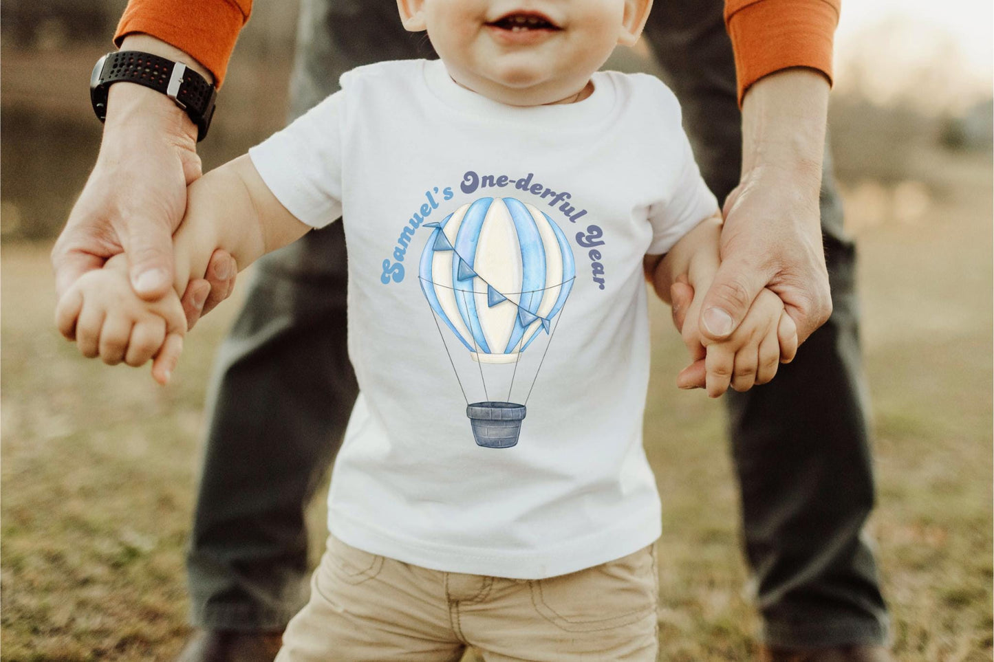 Personalized Blue Hot Air Balloon One-derful Birthday Shirt | First Birthday Outfit | Onederful 1st Birthday Party Outfit |Cake Smash