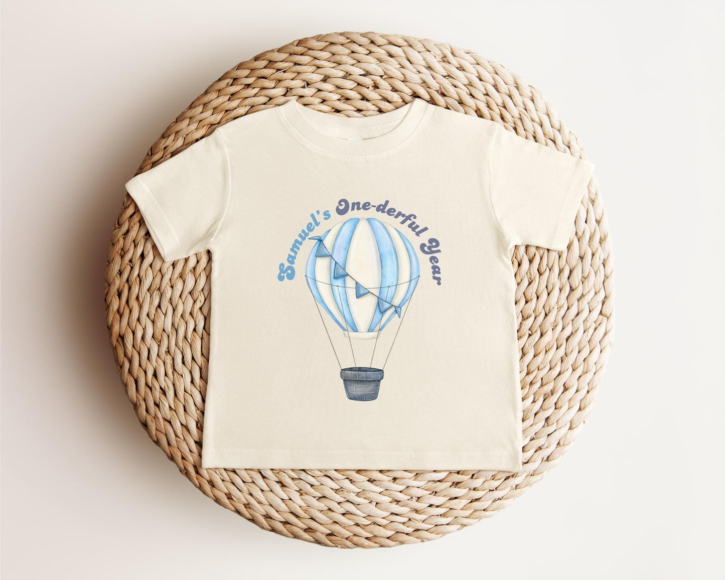 Personalized Blue Hot Air Balloon One-derful Birthday Shirt | First Birthday Outfit | Onederful 1st Birthday Party Outfit |Cake Smash