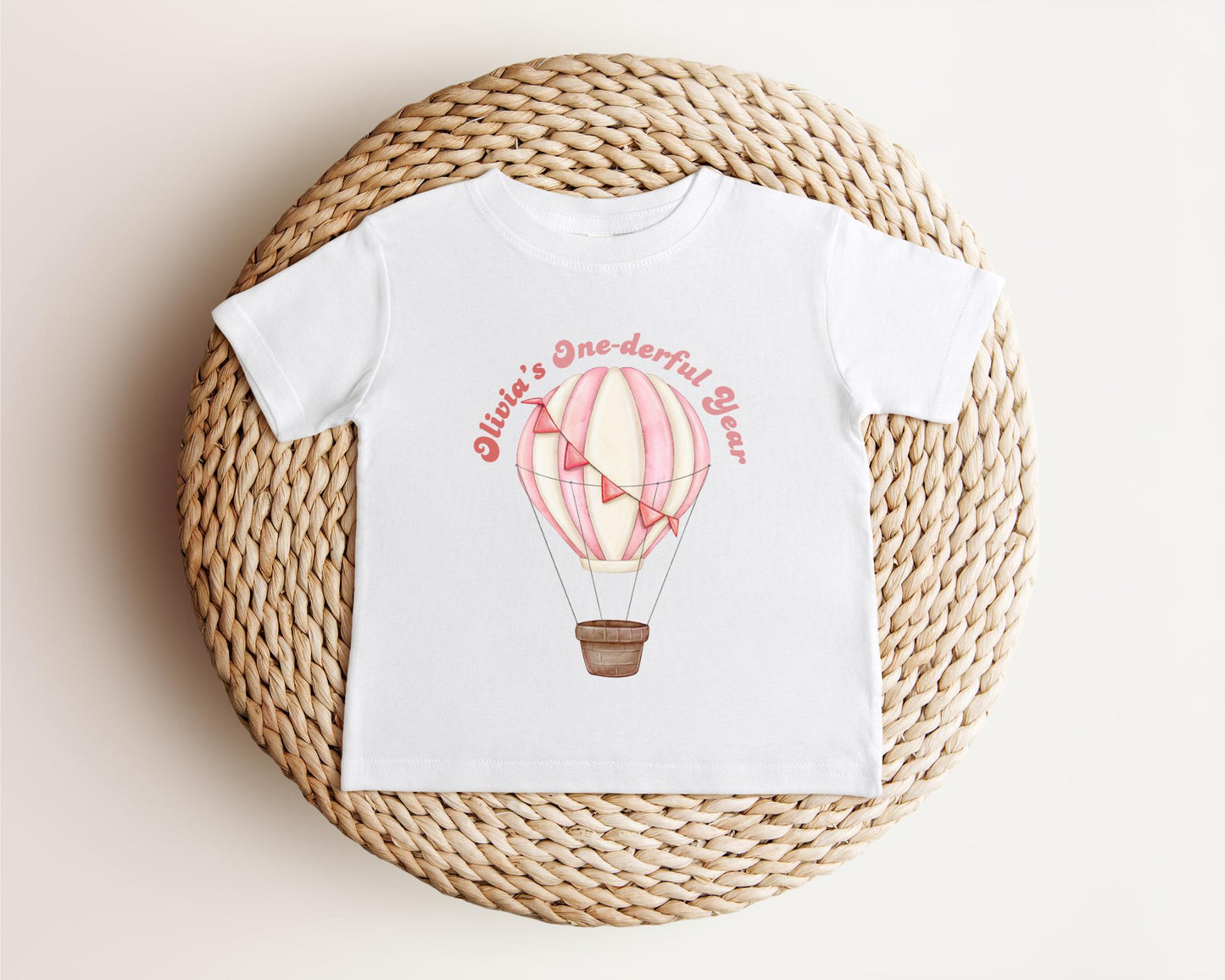 Personalized Pink Hot Air Balloon First Birthday Shirt: Onederful 1st Birthday Party Outfit