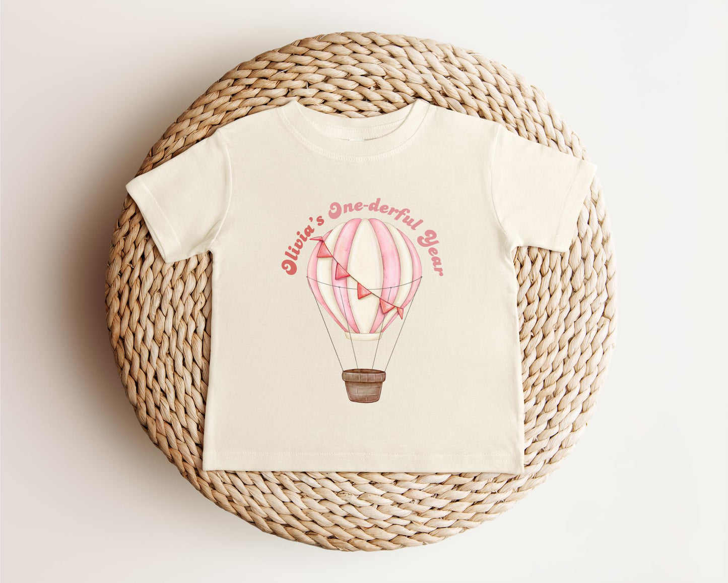 Personalized Pink Hot Air Balloon First Birthday Shirt: Onederful 1st Birthday Party Outfit