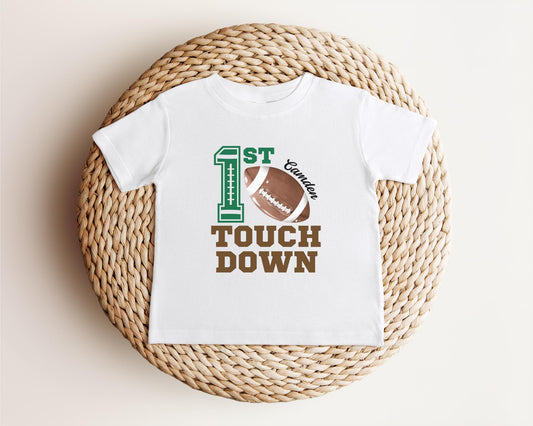 Personalized First Touchdown 1st Birthday Shirt | Football Themed Cake Smash Outfit