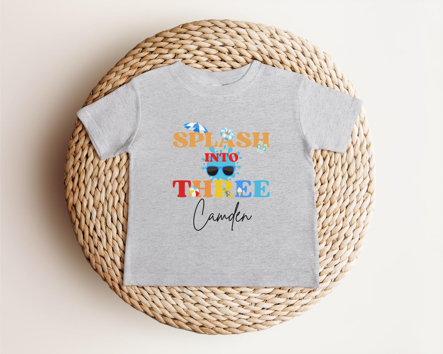 Personalized Splash Into Three Third Birthday Shirt: Summer Pool 3rd Birthday Party Outfit