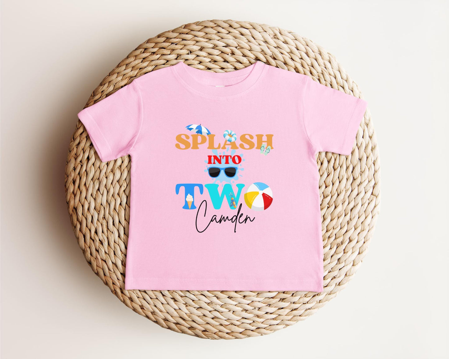 Personalized Splash Into Two Second Birthday Shirt: Summer Pool 2nd Birthday Party Outfit