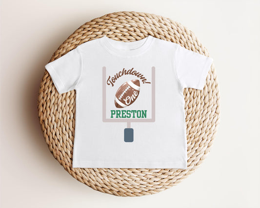Football Themed First Birthday Shirt: Touchdown One 1st Birthday Party Outfit