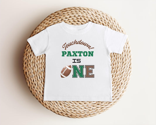 Personalized Football First Birthday Shirt: Touchdown One 1st Birthday Party Outfit