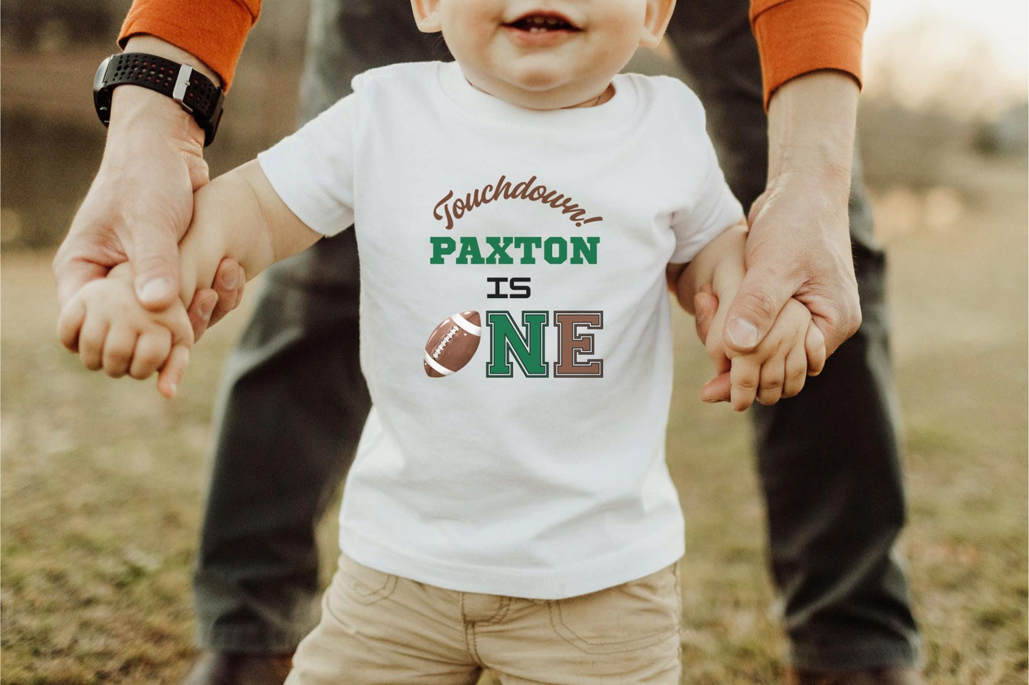 Personalized Football First Birthday Shirt: Touchdown One 1st Birthday Party Outfit