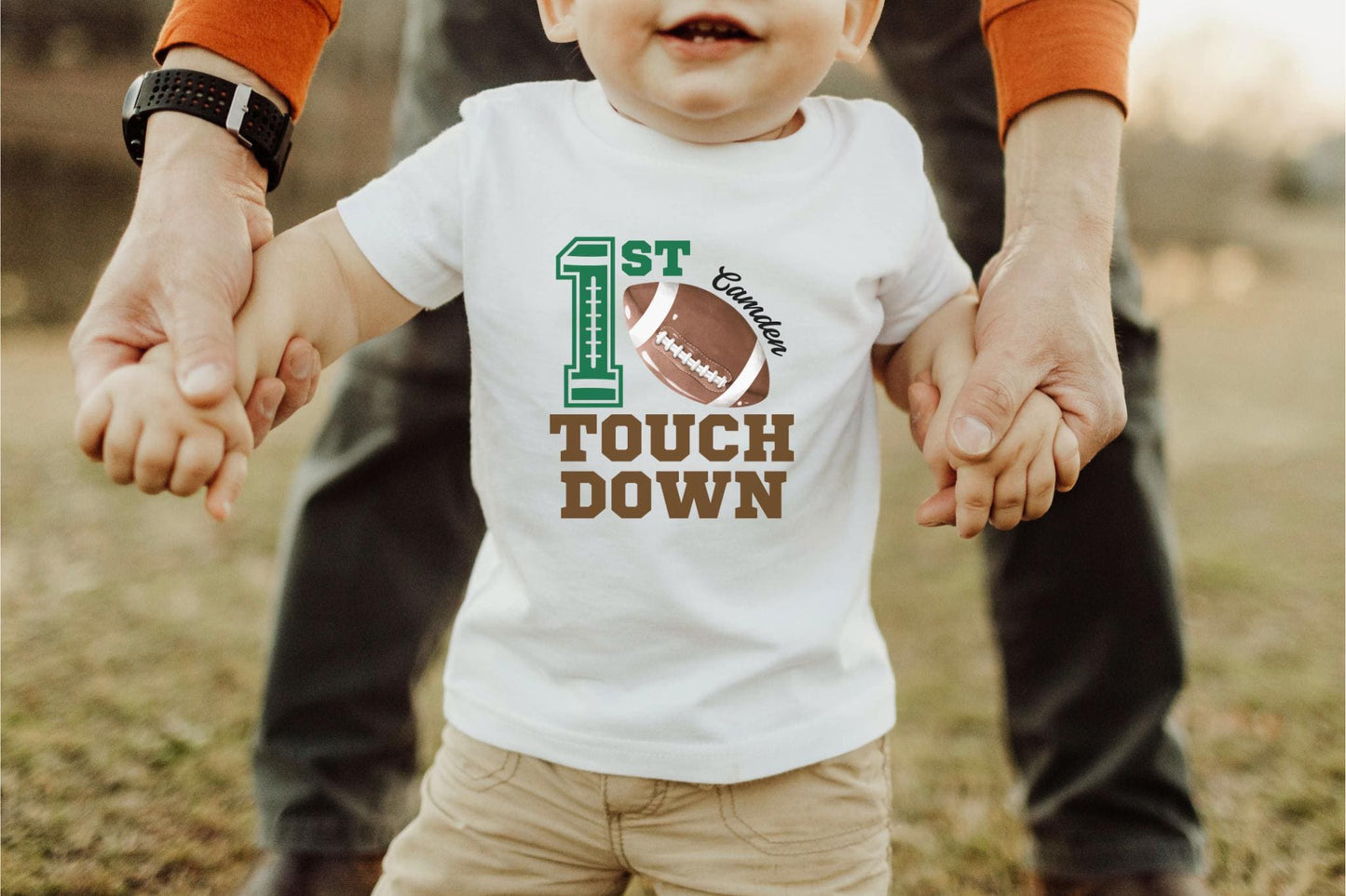 Personalized First Touchdown 1st Birthday Shirt | Football Themed Cake Smash Outfit