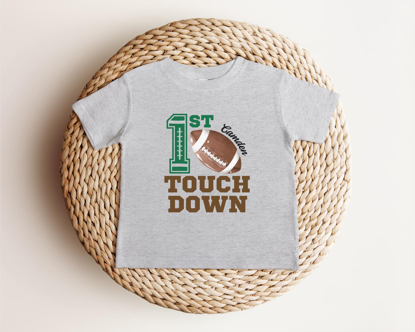Personalized First Touchdown 1st Birthday Shirt | Football Themed Cake Smash Outfit