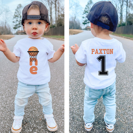 Personalized Basketball 1st Birthday Shirt | Boys Girls First Birthday Shirt | Basketball Birthday Party Outfit