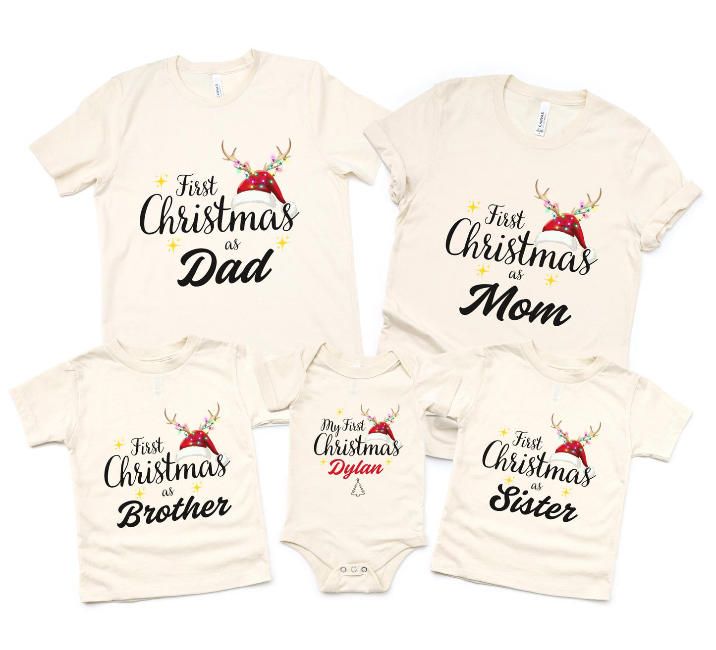 First Christmas as Family Shirt: Personalized Family Matching Outfit for Holidays