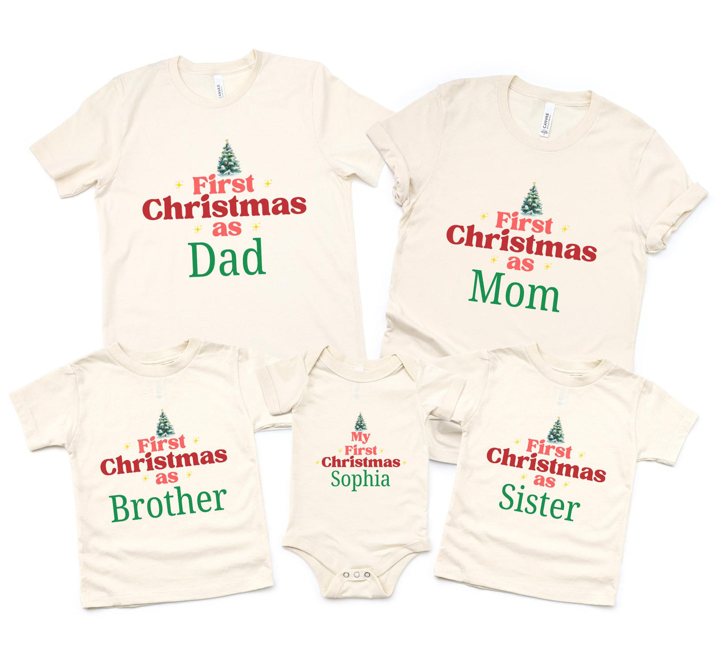 First Christmas as Family Shirt: Personalized Family Matching Outfit for Holidays