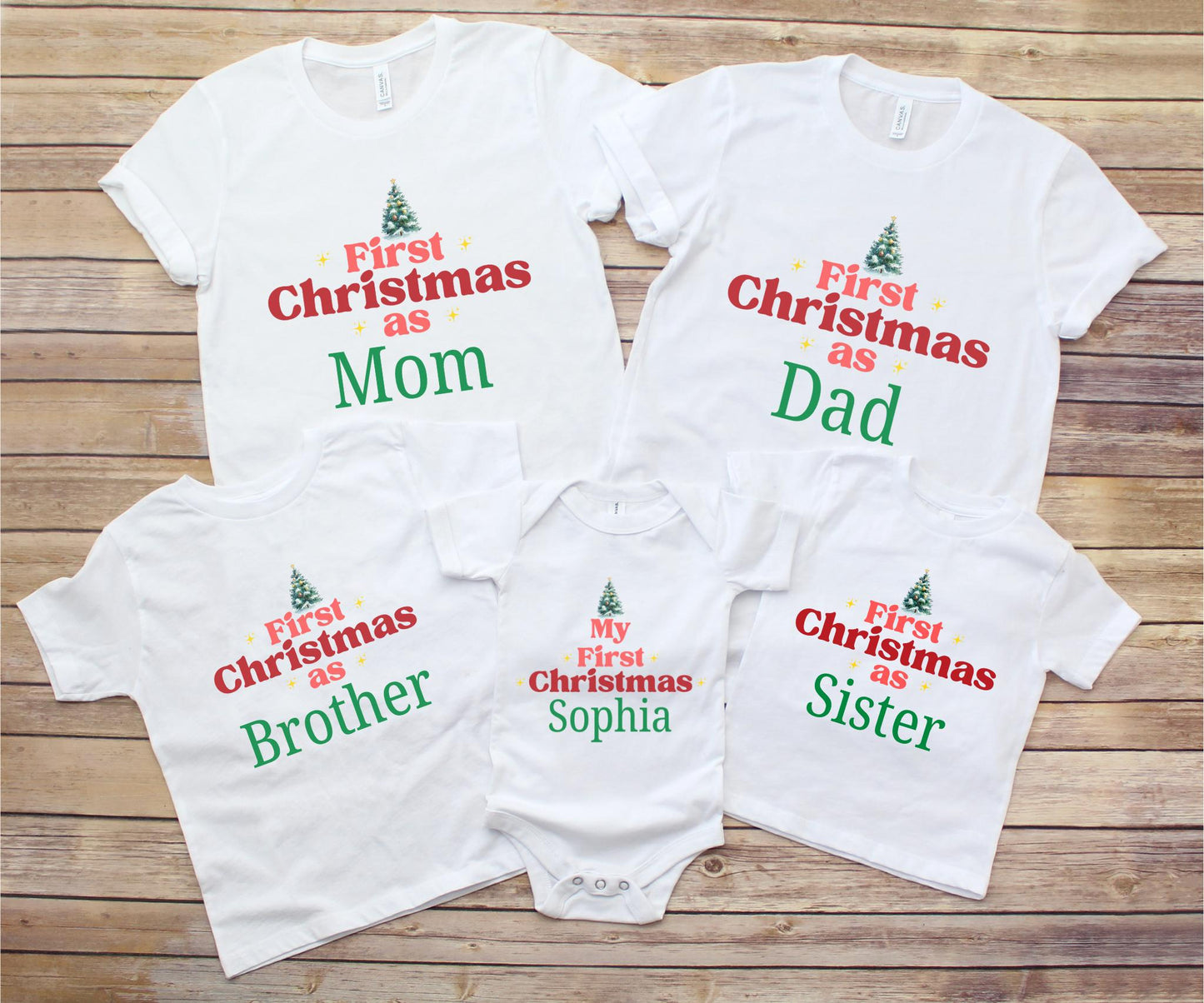 First Christmas as Family Shirt: Personalized Family Matching Outfit for Holidays
