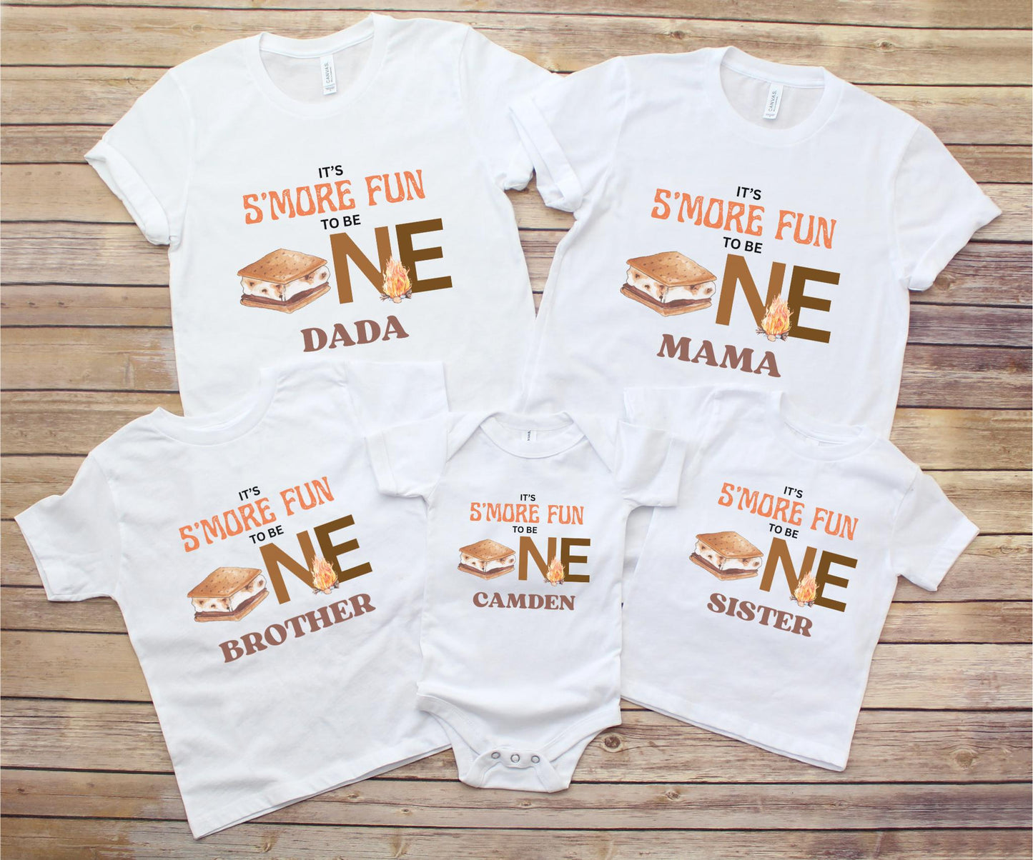 S'more Fun To Be One First Birthday Family Matching Shirts: Camping Themed 1st Birthday Outfit
