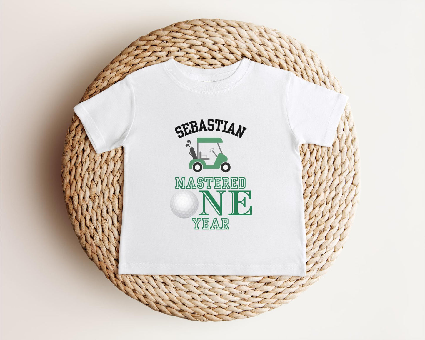 Personalized Mastered One Year Birthday for Toddler Boys | Golf Themed 1st Birthday Boy T-Shirt | Golf Tee for First Birthday | Hole in One