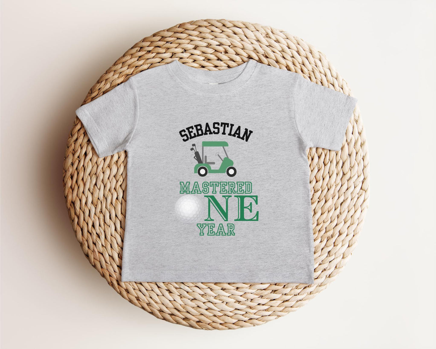 Personalized Mastered One Year Birthday for Toddler Boys | Golf Themed 1st Birthday Boy T-Shirt | Golf Tee for First Birthday | Hole in One