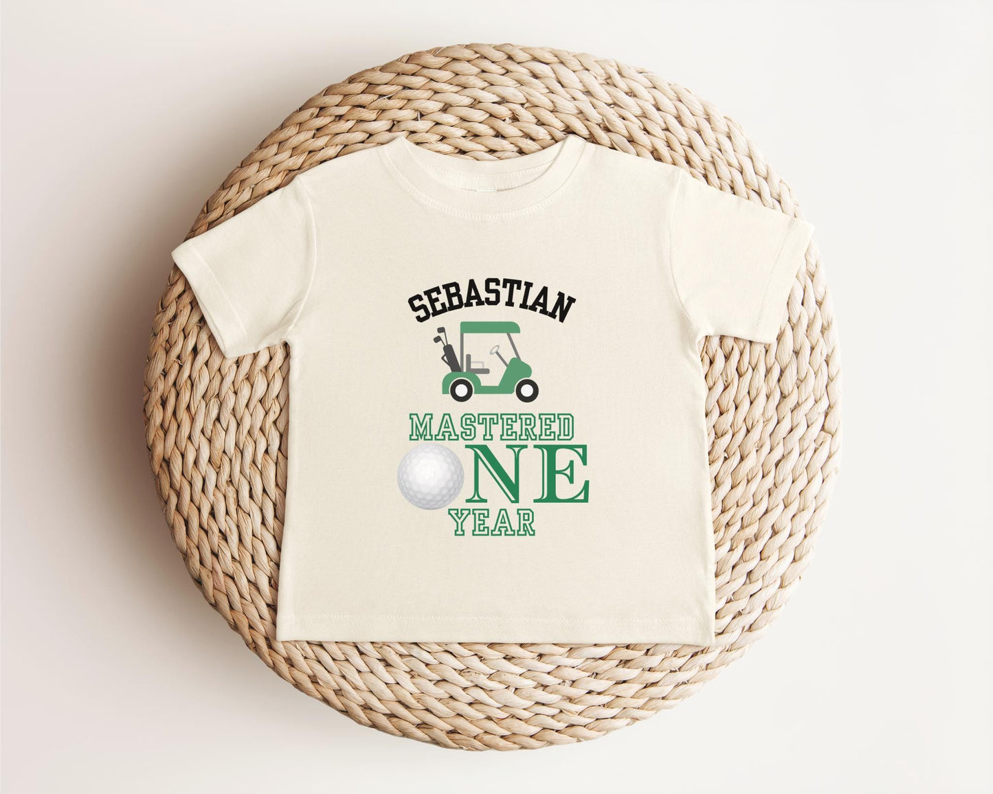 Personalized Mastered One Year Birthday for Toddler Boys | Golf Themed 1st Birthday Boy T-Shirt | Golf Tee for First Birthday | Hole in One