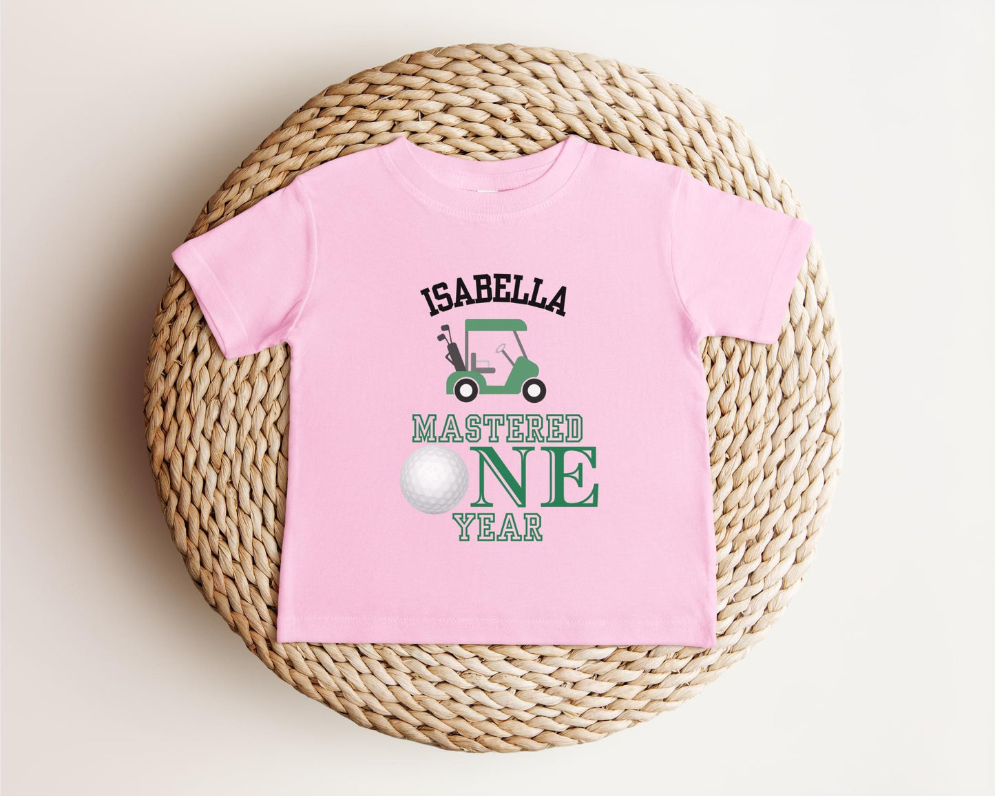 Personalized Mastered One Year Birthday for Toddler Boys | Golf Themed 1st Birthday Boy T-Shirt | Golf Tee for First Birthday | Hole in One