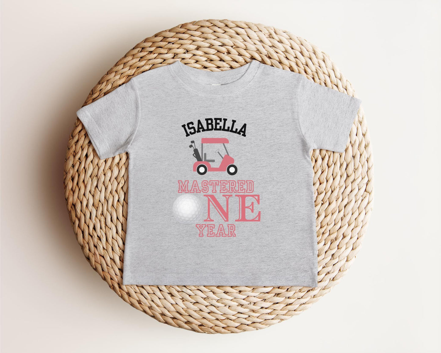 Personalized Mastered One Year Birthday for Toddler Girl | Golf Themed 1st Birthday Girl T-Shirt | Golf Tee for First Birthday | Hole in One