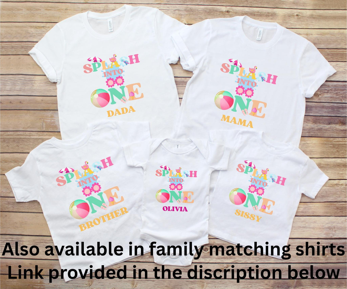 Personalized Splash Into One First Birthday Shirt: Summer Pool Themed 1st Birthday Party Outfit for Girls