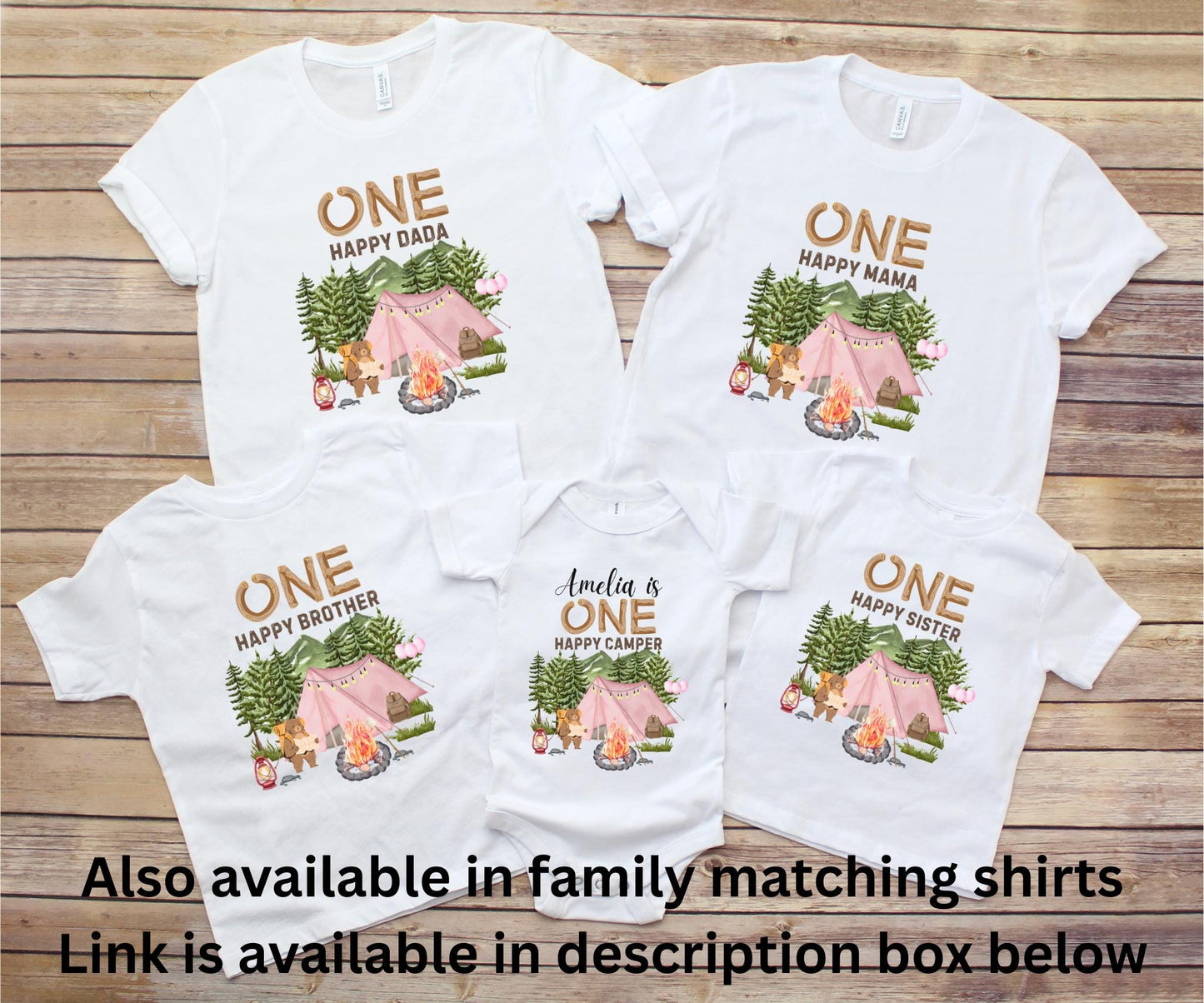 Personalized One Happy Camper Girl First Birthday Shirt | Camping 1st Birthday Outfit | Camping Theme Party | Custom Birthday Tee Gift