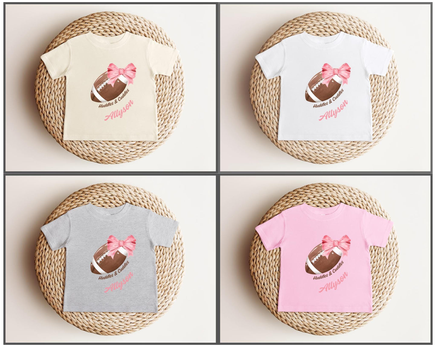 Personalized Baby Coquette Football Bodysuit: Pink Bow, Game Day Outfit