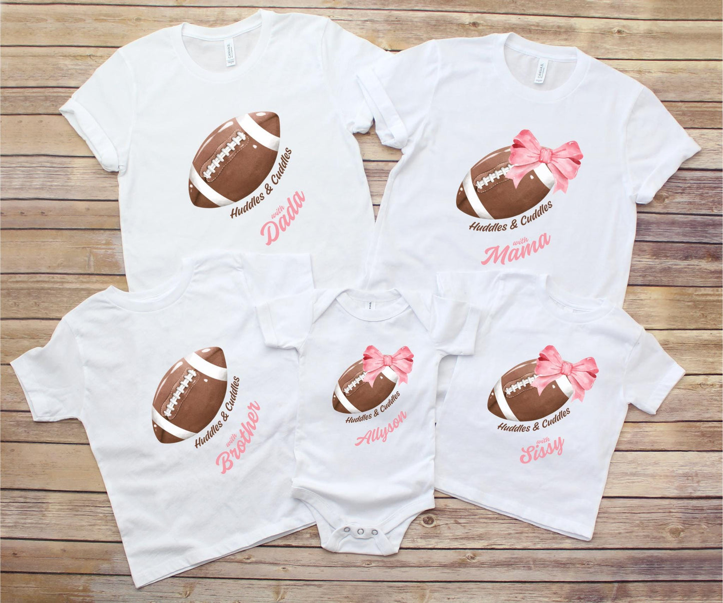 Personalized Baby Coquette Football Bodysuit: Pink Bow, Game Day Outfit