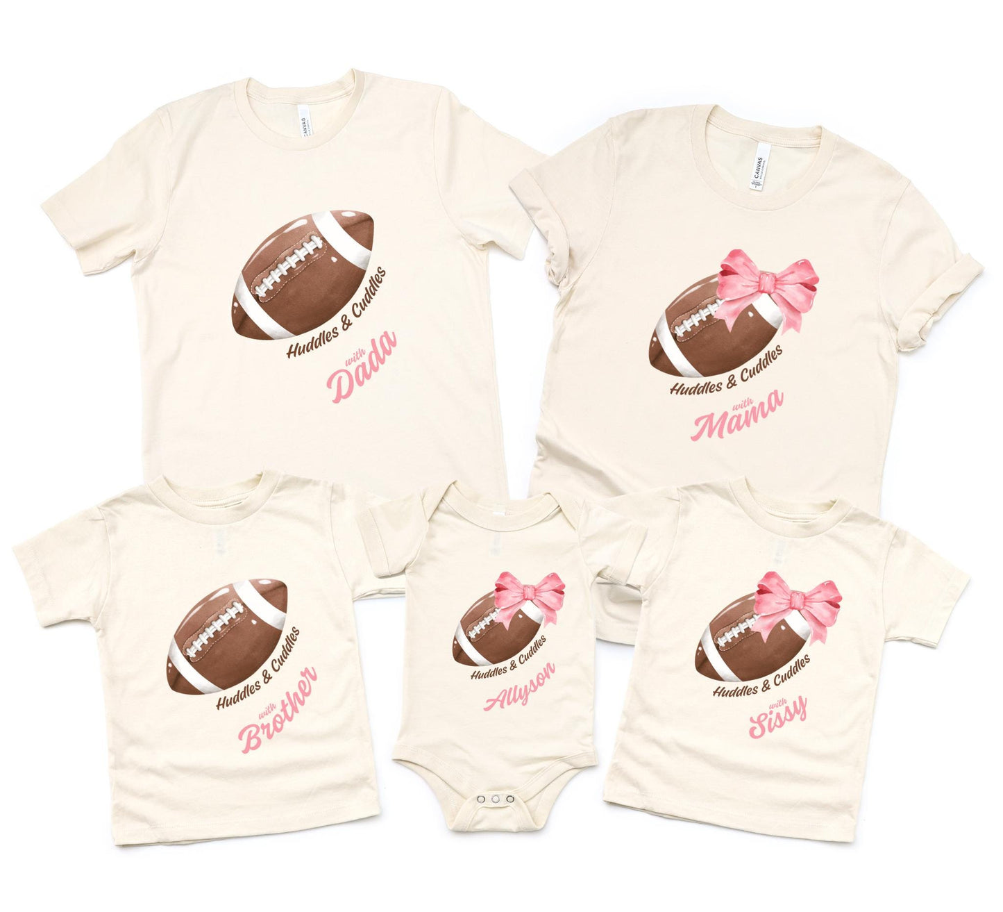 Personalized Baby Coquette Football Bodysuit: Pink Bow, Game Day Outfit