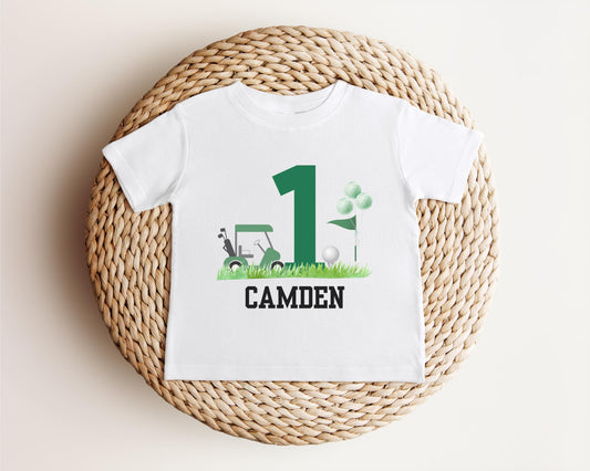Personalized Golf First Birthday Shirt | Golf Theme Party Tee | 1st Birthday Outfit | Hole in One Birthday Milestone | Golf Part-Tee Time
