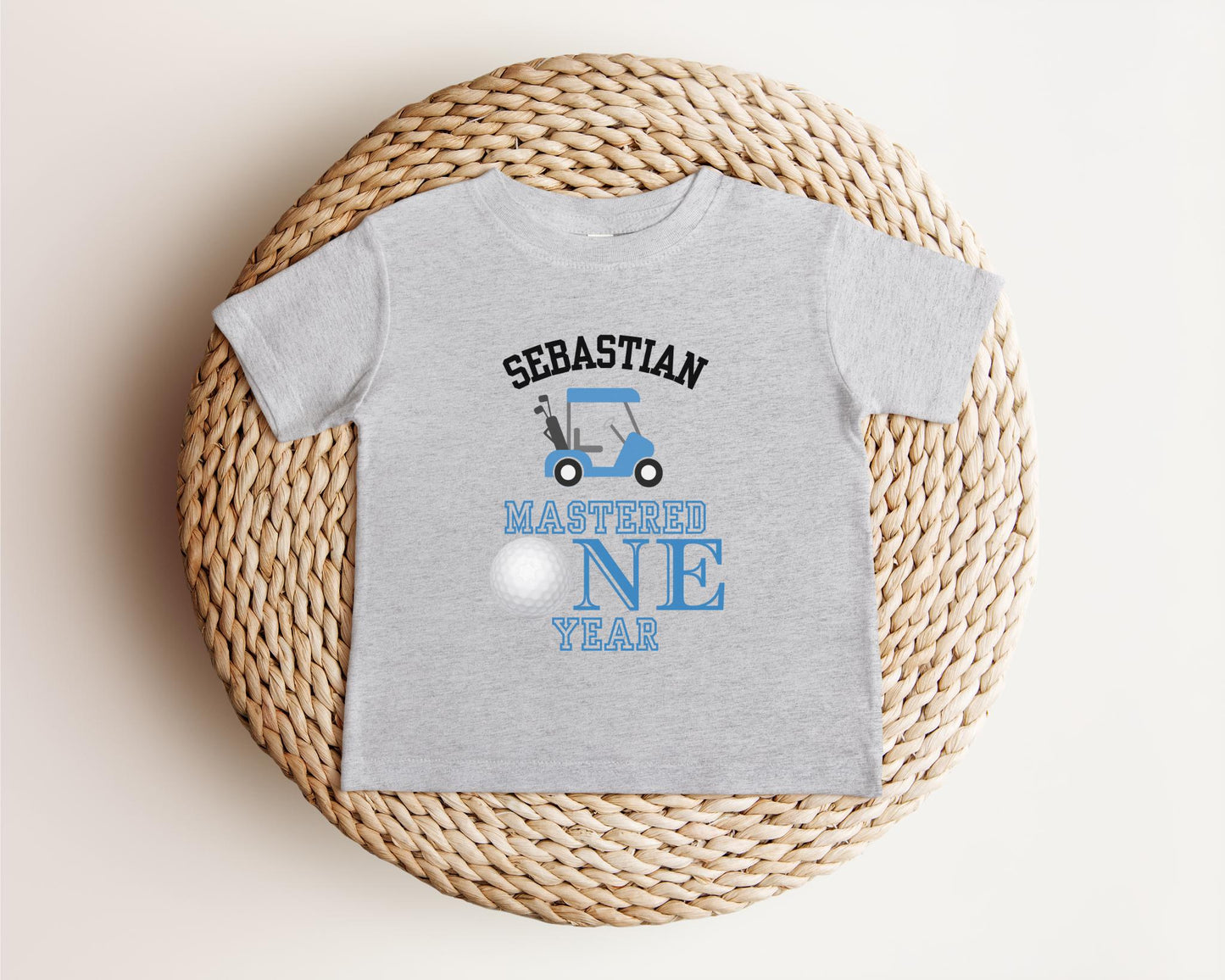 Personalized Mastered One Year Birthday for Toddler Boys | Golf Themed 1st Birthday Boy T-Shirt | Golf Tee for First Birthday | Hole in One