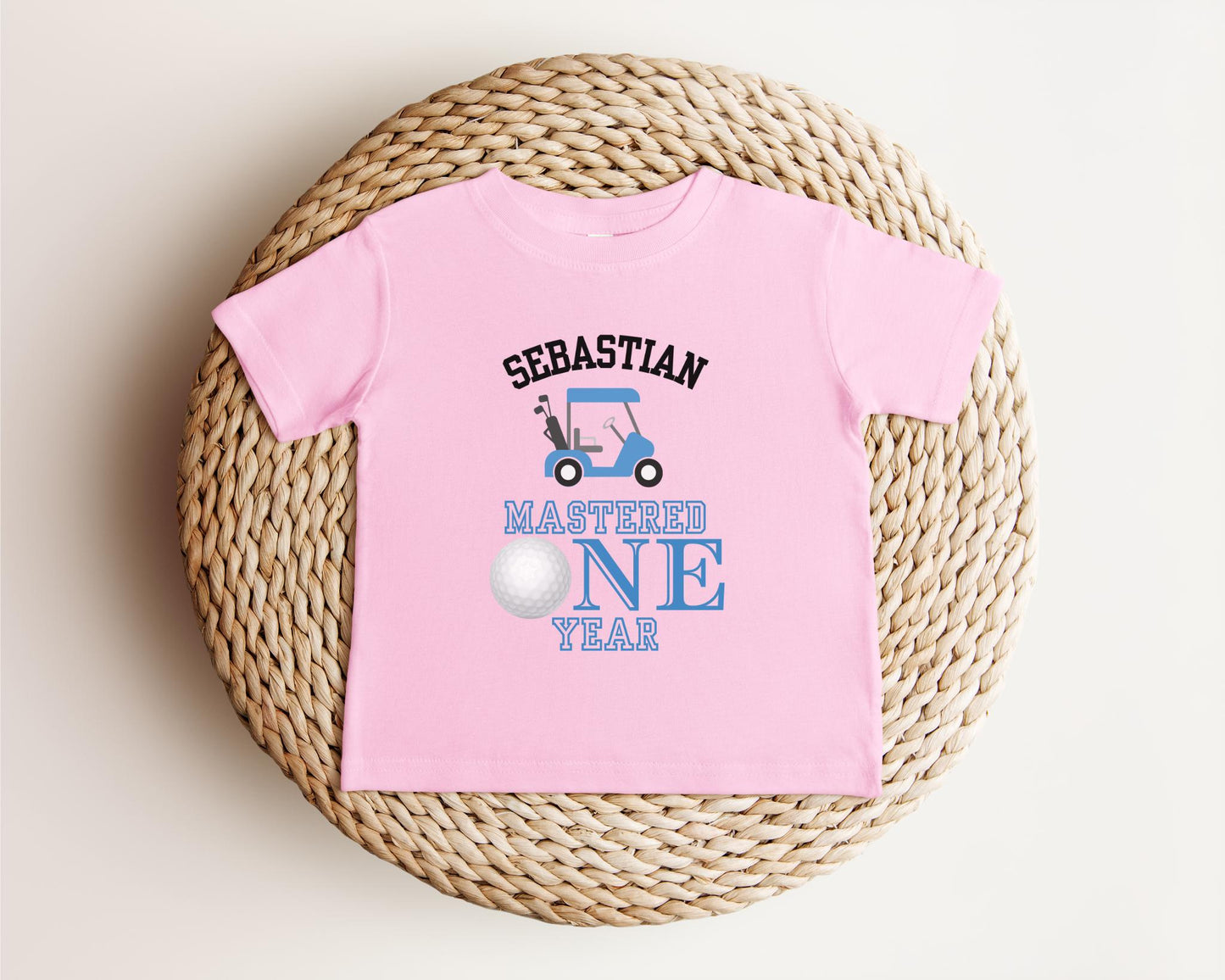 Personalized Mastered One Year Birthday for Toddler Boys | Golf Themed 1st Birthday Boy T-Shirt | Golf Tee for First Birthday | Hole in One