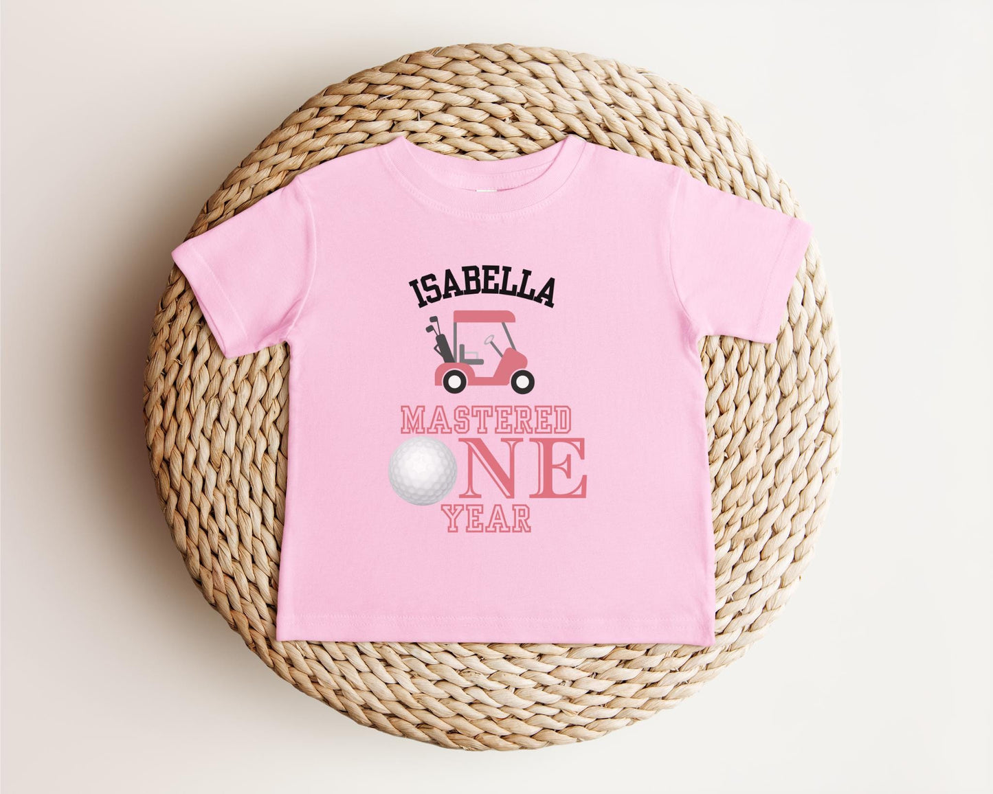 Personalized Mastered One Year Birthday for Toddler Girl | Golf Themed 1st Birthday Girl T-Shirt | Golf Tee for First Birthday | Hole in One