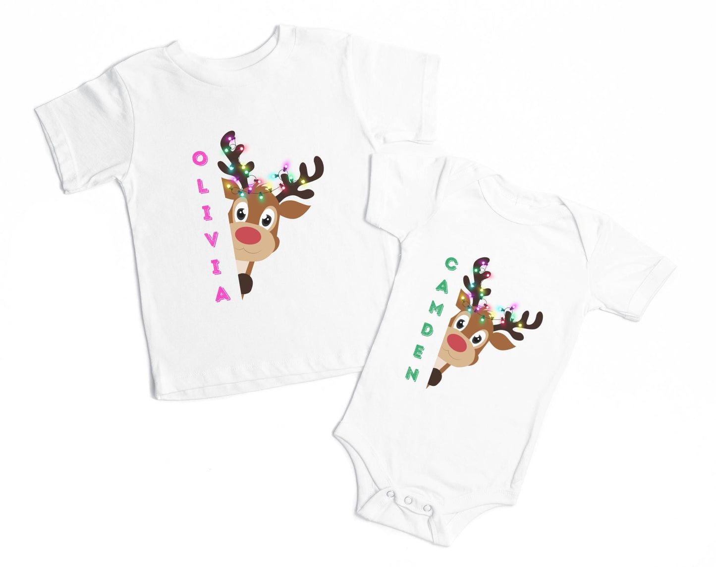 Personalized Reindeer Kids Christmas Shirt: Custom Holiday Party Outfit