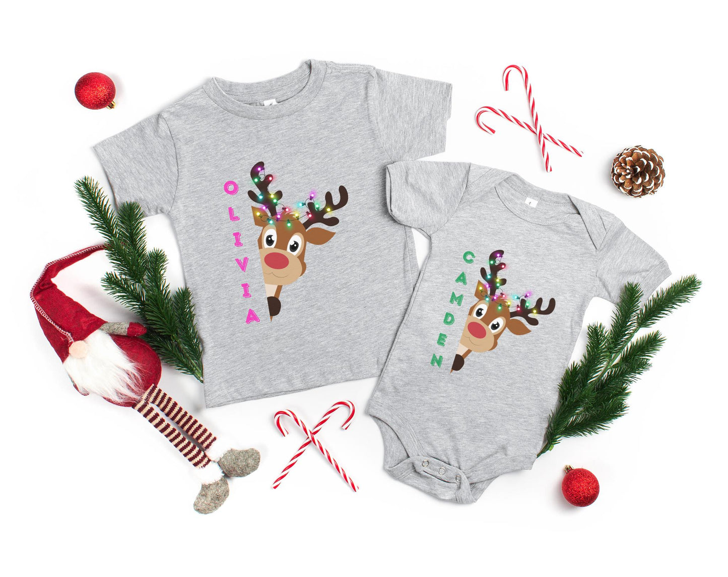Personalized Reindeer Kids Christmas Shirt: Custom Holiday Party Outfit