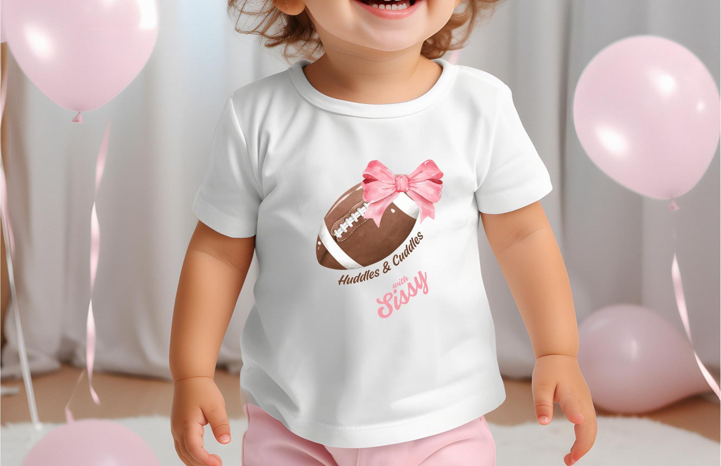 Personalized Baby Coquette Football Bodysuit: Pink Bow, Game Day Outfit