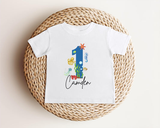 Personalized Under the Sea First Birthday Shirt | Ocean Animals Birthday Tee | Sea Animals 1st Birthday Outfit | Sea Aquarium Shirt