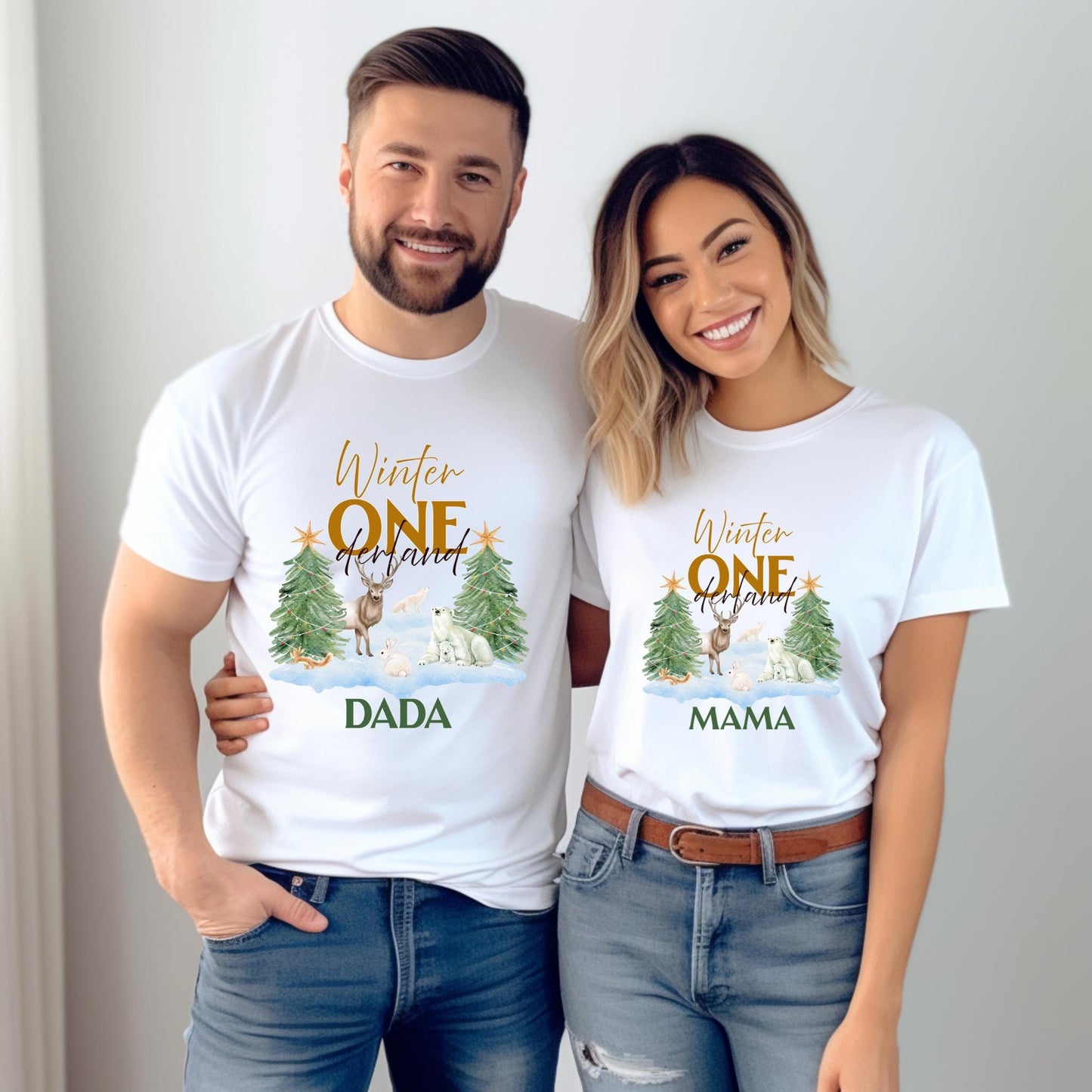 Winter Onederland Christmas Matching Family First Birthday Shirts: Wild Animals 1st Birthday Party Outfit