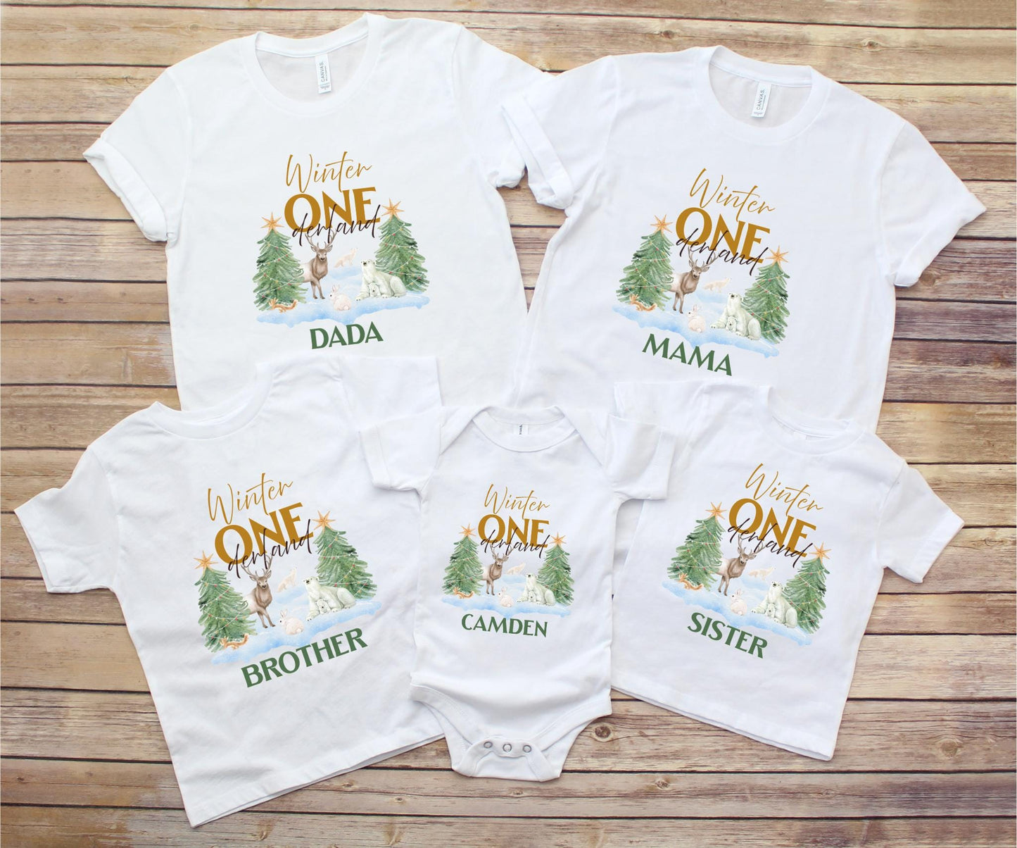 Winter Onederland Christmas Matching Family First Birthday Shirts: Wild Animals 1st Birthday Party Outfit