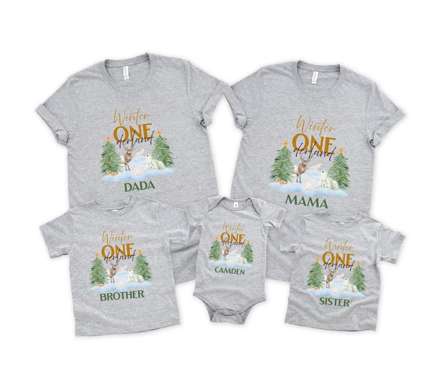 Winter Onederland Christmas Matching Family First Birthday Shirts: Wild Animals 1st Birthday Party Outfit