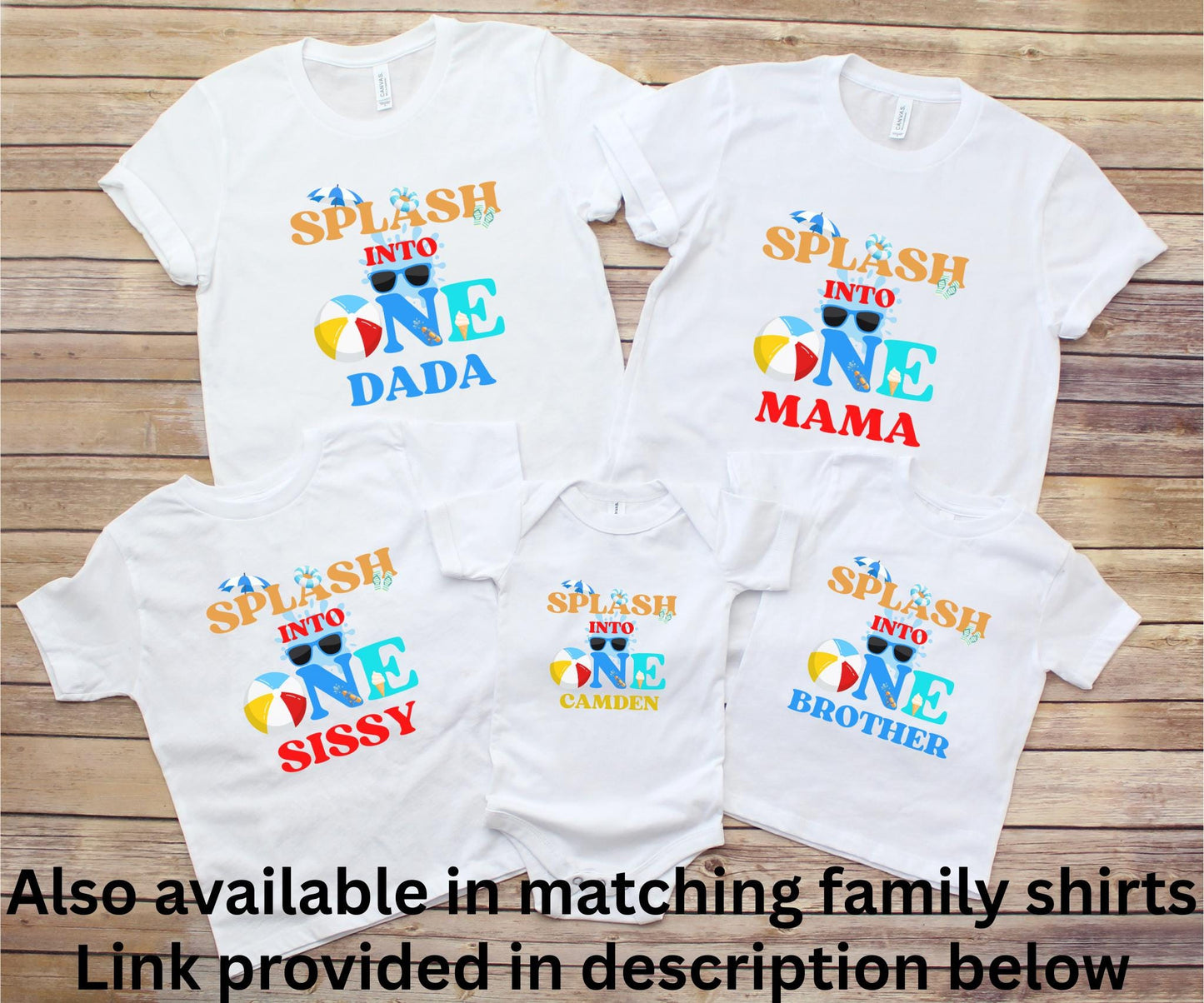 Personalized Splash Into One First Birthday Shirt: Summer Pool Themed 1st Birthday Party Outfit for Boys