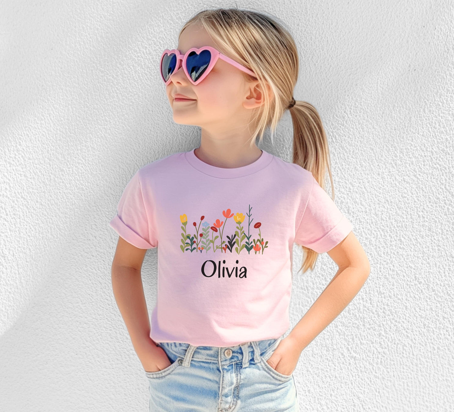 Personalized Kids Floral Shirt | Boho Wildflower Tee for Spring and Summer