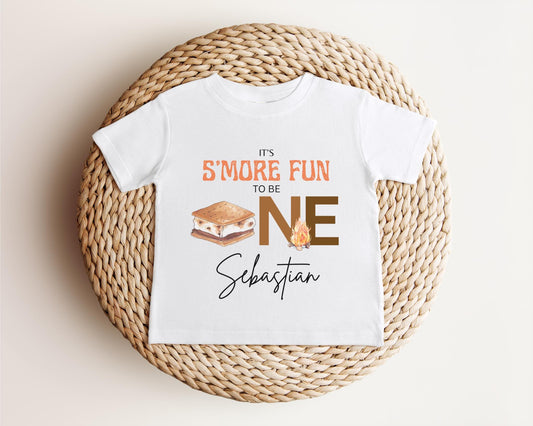 S'more Fun To Be One First Birthday Shirt: Camping Themed 1st Birthday Party Outfit